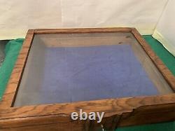 Vintage Wood &Glass Flat Museum Or Shop Style Display Case, curios, jewellery