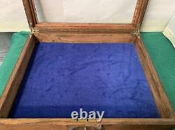 Vintage Wood &Glass Flat Museum Or Shop Style Display Case, curios, jewellery