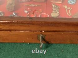 Vintage Wood &Glass Flat Museum or Shop style Display Case, Curios, jewellery