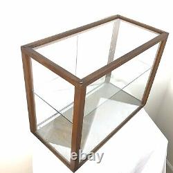 Vintage Wood Glass Tabletop Display Case Cabinet Showcase Doll Store Model Ship