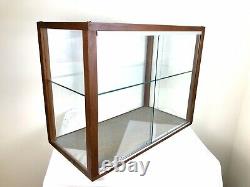 Vintage Wood Glass Tabletop Display Case Cabinet Showcase Doll Store Model Ship