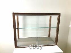 Vintage Wood Glass Tabletop Display Case Cabinet Showcase Doll Store Model Ship