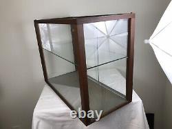 Vintage Wood Glass Tabletop Display Case Cabinet Showcase Doll Store Model Ship