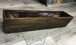 Vintage Wood Glass Tabletop Display Case Hinge Back Jewelry Antique Counter Lock