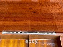 Vintage Wood Jewelry Display Case Inlay Flower Pedestal Standing Table Music Box