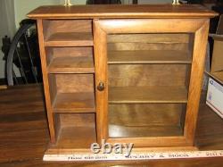 Vintage Wood Wall Display Case Trinket 7 Shelf With Glass Door Beautiful