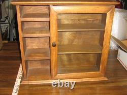Vintage Wood Wall Display Case Trinket 7 Shelf With Glass Door Beautiful