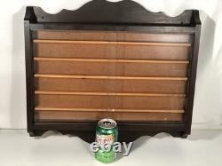 Vintage Wood Wall Display Case Trinket Shelf Double Plexi Thimble Curio Cabinet
