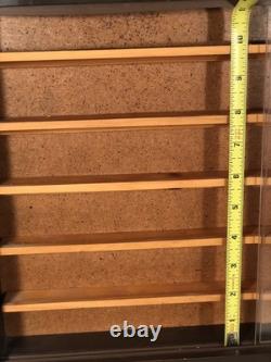 Vintage Wood Wall Display Case Trinket Shelf Double Plexi Thimble Curio Cabinet