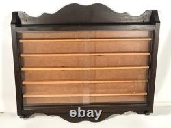 Vintage Wood Wall Display Case Trinket Shelf Double Plexi Thimble Curio Cabinet