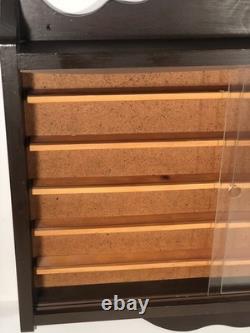 Vintage Wood Wall Display Case Trinket Shelf Double Plexi Thimble Curio Cabinet