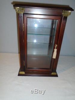 Vintage Wood and Curved Glass Table Curio Display Case Cabinet