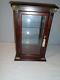 Vintage Wood And Curved Glass Table Curio Display Case Cabinet