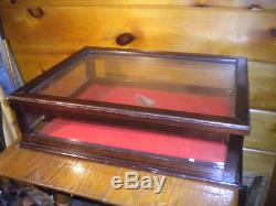 Vintage Wood and Glass DISPLAY CASE with Key