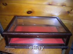 Vintage Wood and Glass DISPLAY CASE with Key