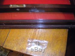 Vintage Wood and Glass DISPLAY CASE with Key