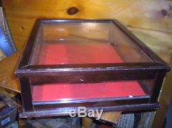 Vintage Wood and Glass DISPLAY CASE with Key