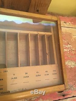 Vintage Wood and Glass Montague Rod and Reel Co. Ferrule Display Show Case