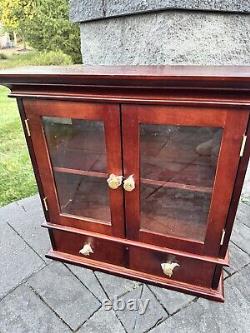 Vintage Wood and Glass Wall Display Case Curio Cabinet with Drawrs W23xH22xD7