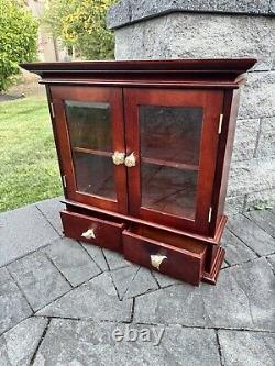 Vintage Wood and Glass Wall Display Case Curio Cabinet with Drawrs W23xH22xD7
