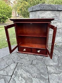 Vintage Wood and Glass Wall Display Case Curio Cabinet with Drawrs W23xH22xD7
