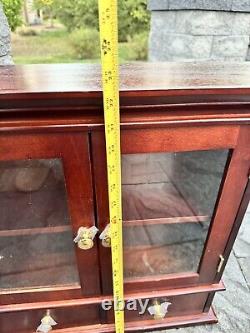 Vintage Wood and Glass Wall Display Case Curio Cabinet with Drawrs W23xH22xD7