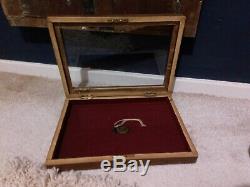 Vintage Wooden Glass Topped Glazed Wood Jewellery Display Box Case