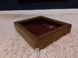Vintage Wooden Glass Topped Glazed Wood Jewellery Display Box Case