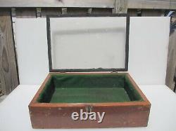 Vintage Wooden Traders Box Antique Old Wood Glass Fronted Display Case 19x13