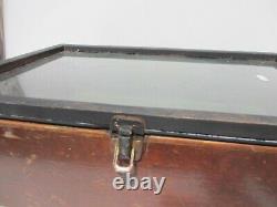 Vintage Wooden Traders Box Antique Old Wood Glass Fronted Display Case 19x13