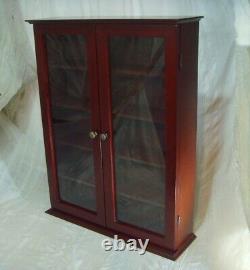 Vintage Wooden Wall Mounted Collectors Display Cabinet Case Glazed Double Doors