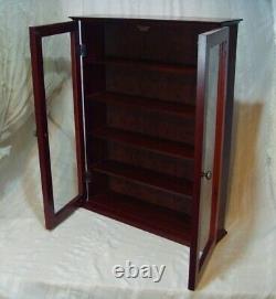 Vintage Wooden Wall Mounted Collectors Display Cabinet Case Glazed Double Doors