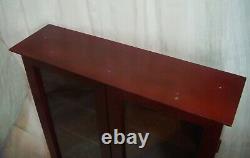 Vintage Wooden Wall Mounted Collectors Display Cabinet Case Glazed Double Doors