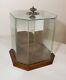 Vintage Antique Glass Wood Silver Countertop 8 Sided Statue Display Show Case