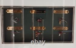 Vintage fishing flies In Wood Wall Mounting Display Case
