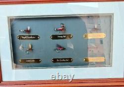 Vintage fishing flies In Wood Wall Mounting Display Case