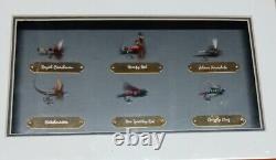 Vintage fishing flies In Wood Wall Mounting Display Case