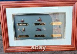 Vintage fishing flies In Wood Wall Mounting Display Case