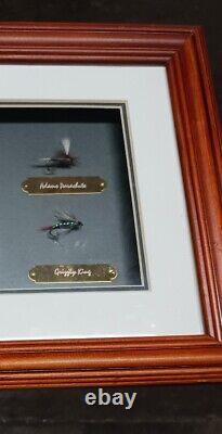 Vintage fishing flies In Wood Wall Mounting Display Case