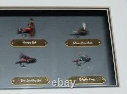 Vintage fishing flies In Wood Wall Mounting Display Case
