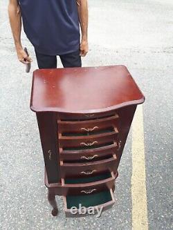 Vintage jewelry armoire, 7 drawers, top opens 4 display/mirror, both sides door