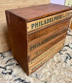 Vintage, rare, Philadelphia, cream cheese tabletop, wood display case with six
