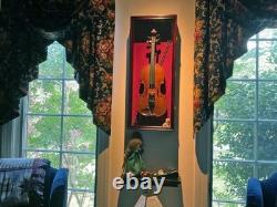 Violin Display Case Ukulele Fiddle Mandolin Mahogany Wood Cabinet Wall Holder