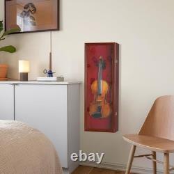 Violin Display Case Ukulele Fiddle Mandolin Mahogany Wood Cabinet Wall Holder