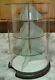Vntg Round Lucite & Wood Rotating Store Display Case Cabinet 23