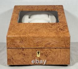 Vollmond Burl Wood Watch Winder Display Case 5 Watch Automatic Dual Direction
