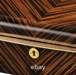 Volta 10 Watch Case Display Box Ebony Wood Finish Cream / Gold Interior