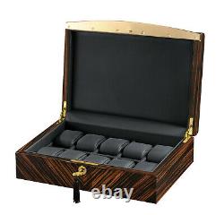 Volta 10 Watch Case Display Box Rustic Ebony Finish Black / Gold Interior