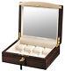 Volta Ebony Wood Cream Leather 8 Watch Display Storage Case Mens Box 31-560942