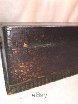 Vtg Antique Victorian Wood Spool Sewing Store Display Case Box Handles Carved